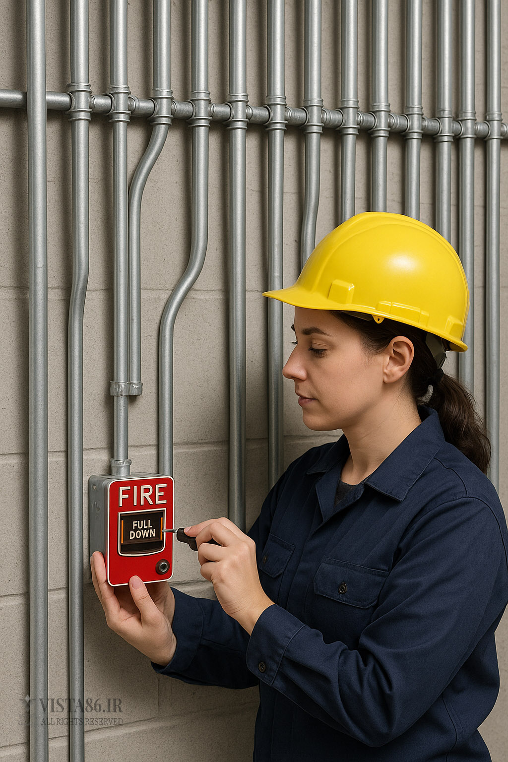 نصب لوله فولادی جهت سیستم اعلام حریق